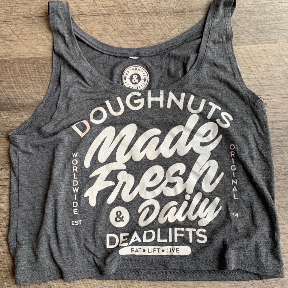 Doughnuts and deadlifts crop tank